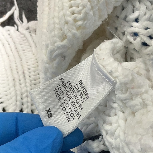 Wildfox Sweater XS White Color Block Distressed Plunge Pullover - Picture 4 of 4